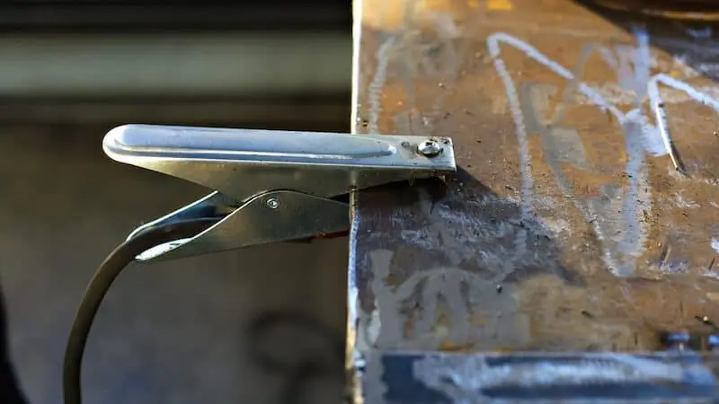 grounding with a welding clamp