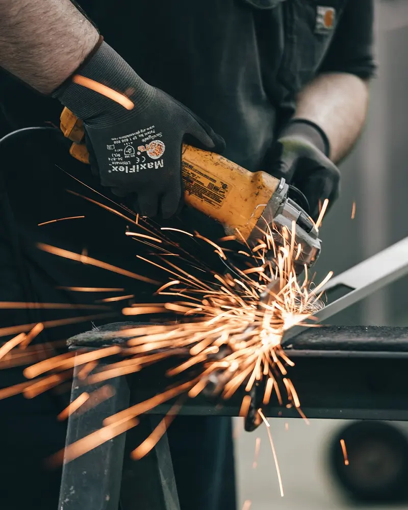 removing weld with an angle grinder